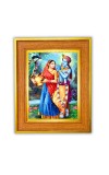 Radha And Krishna Photo Frame 10x14 Inches-Brown Wooden Frame For Home, Office & Temple Decoration And Gifting (F6438)