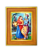 Radha And Krishna Photo Frame 12x16 Inches-Brown Wooden Frame For Home, Office & Temple Decoration And Gifting (F6438)