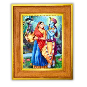 Radha And Krishna Photo Frame 10x14 Inches-Brown Wooden Frame For Home, Office & Temple Decoration And Gifting (F6438) Radha And Krishna Photo Frame 10x14 Inches-Brown Wooden Frame For Home, Office & Temple Decoration And Gifting (F6438)