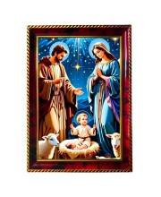 Lord Jesus Photo Frame For Wall & Table | 7x9 Inch Golden Cherry Finish | Decorative Lord Jesus Photo Frame For Home, Office & Pooja Room (F11347)