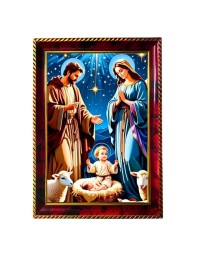 Lord Jesus Photo Frame For Wall & Table | 7x9 Inch Golden Cherry Finish | Decorative Lord Jesus Photo Frame For Home, Office & Pooja Room (F11347)