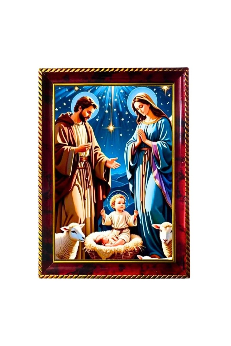 Lord Jesus Photo Frame For Wall & Table | 7x9 Inch Golden Cherry Finish | Decorative Lord Jesus Photo Frame For Home, Office & Pooja Room (F11347)