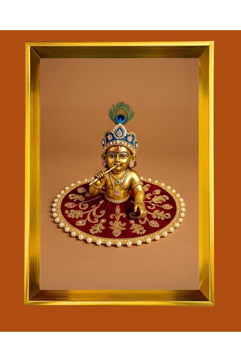 Golden Photo Frame - 10x14 Inches | Elegant Wooden Frame For Home, Office & Temple Decoration | Spiritual Wall & Table Decor and Gift Item