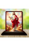 Car Desk/Table Top Lord Jesus Wooden Photo Stand 3x4 Inches, Compact & Stylish Spiritual Display For Car, Home & Office (Pack Of 1) (F14462)