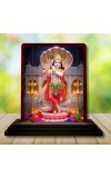 Car Desk/Table Top Lord Krishna Wooden Photo Stand 3x4 Inches, Compact & Stylish Spiritual Display For Car, Home & Office (Pack Of 1) (F14430)