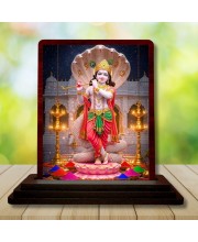 Car Desk/Table Top Lord Krishna Wooden Photo Stand 3x4 Inches, Compact & Stylish Spiritual Display For Car, Home & Office (Pack Of 1) (F14430)