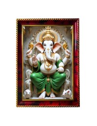 Lord Ganesha Photo Frame For Wall & Table | 7x9 Inch Golden Cherry Finish | Decorative Lord Ganesha Photo Frame For Home, Office & Pooja Room (F11623)