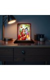 Car Desk/Table Top Yashodha Krishna Wooden Photo Stand 3x4 Inches, Compact & Stylish Spiritual Display For Car, Home & Office (Pack Of 1) (F14272)