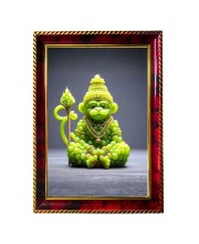 Little Hanuman Made With Grapes Photo Frame For Wall & Table | 7x9 Inch Golden Cherry Finish | Decorative Little Hanuman Made With Grapes Photo Frame For Home, Office & Pooja Room (F11489)