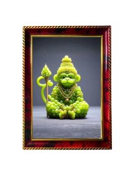 Little Hanuman Made With Grapes Photo Frame For Wall & Table | 7x9 Inch Golden Cherry Finish | Decorative Little Hanuman Made With Grapes Photo Frame For Home, Office & Pooja Room (F11489)