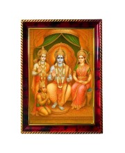 Lord Rama Sita Laxman Hanuman Photo Frame For Wall & Table | 7x9 Inch Golden Cherry Finish | Decorative Lord Rama Sita Laxman Hanuman Photo Frame For Home, Office & Pooja Room (F11640)