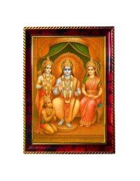 Lord Rama Sita Laxman Hanuman Photo Frame For Wall & Table | 7x9 Inch Golden Cherry Finish | Decorative Lord Rama Sita Laxman Hanuman Photo Frame For Home, Office & Pooja Room (F11640)