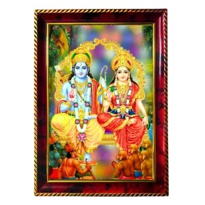 Lord Rama Sita Photo Frame For Wall & Table | 7x9 Inch Golden Cherry Finish | Decorative Lord Rama Sita Photo Frame For Home, Office & Pooja Room (F11720)