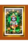 Liitle Baby Krishna Golden Photo Frame - 12x16 Inches | Elegant Wooden Frame For Home, Office & Temple Decoration | Spiritual Wall & Table Decor And Gift Item (F9867)