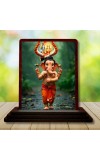 Car Desk/Table Top Lord Ganesha Wooden Photo Stand 3x4 Inches, Compact & Stylish Spiritual Display For Car, Home & Office (Pack Of 1) (F14351)