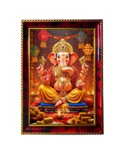 Lord Ganesha Photo Frame For Wall & Table | 7x9 Inch Golden Cherry Finish | Decorative Lord Ganesha Photo Frame For Home, Office & Pooja Room (F11659)