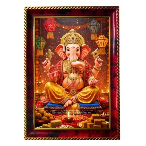 Lord Ganesha Photo Frame For Wall & Table | 7x9 Inch Golden Cherry Finish | Decorative Lord Ganesha Photo Frame For Home, Office & Pooja Room (F11659) Lord Ganesha Photo Frame For Wall & Table | 7x9 Inch Golden Cherry Finish | Decorative Lord Ganesha Photo Frame For Home, Office & Pooja Room (F11659)