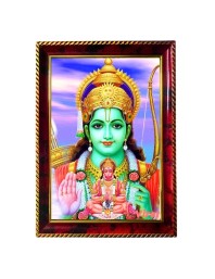 Lord Rama And Hanuman Photo Frame For Wall & Table | 7x9 Inch Golden Cherry Finish | Decorative Lord Rama And Hanuman Photo Frame For Home, Office & Pooja Room (F11836)