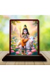 Car Desk/Table Top Lord Shiva Wooden Photo Stand 3x4 Inches, Compact & Stylish Spiritual Display For Car, Home & Office (Pack Of 1) (F14376)