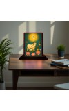 Car Desk/Table Top Gau Mata Wooden Photo Stand 3x4 Inches, Compact & Stylish Spiritual Display For Car, Home & Office (Pack Of 1) (F15166)