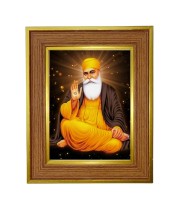 Guru Nanak Dev Ji Photo Frame 10x14 Inches-Brown Wooden Frame For Home, Office & Temple Decoration And Gifting (F6249)