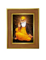 Guru Nanak Dev Ji Photo Frame 16x20 Inches-Brown Wooden Frame For Home, Office & Temple Decoration And Gifting (F6249)