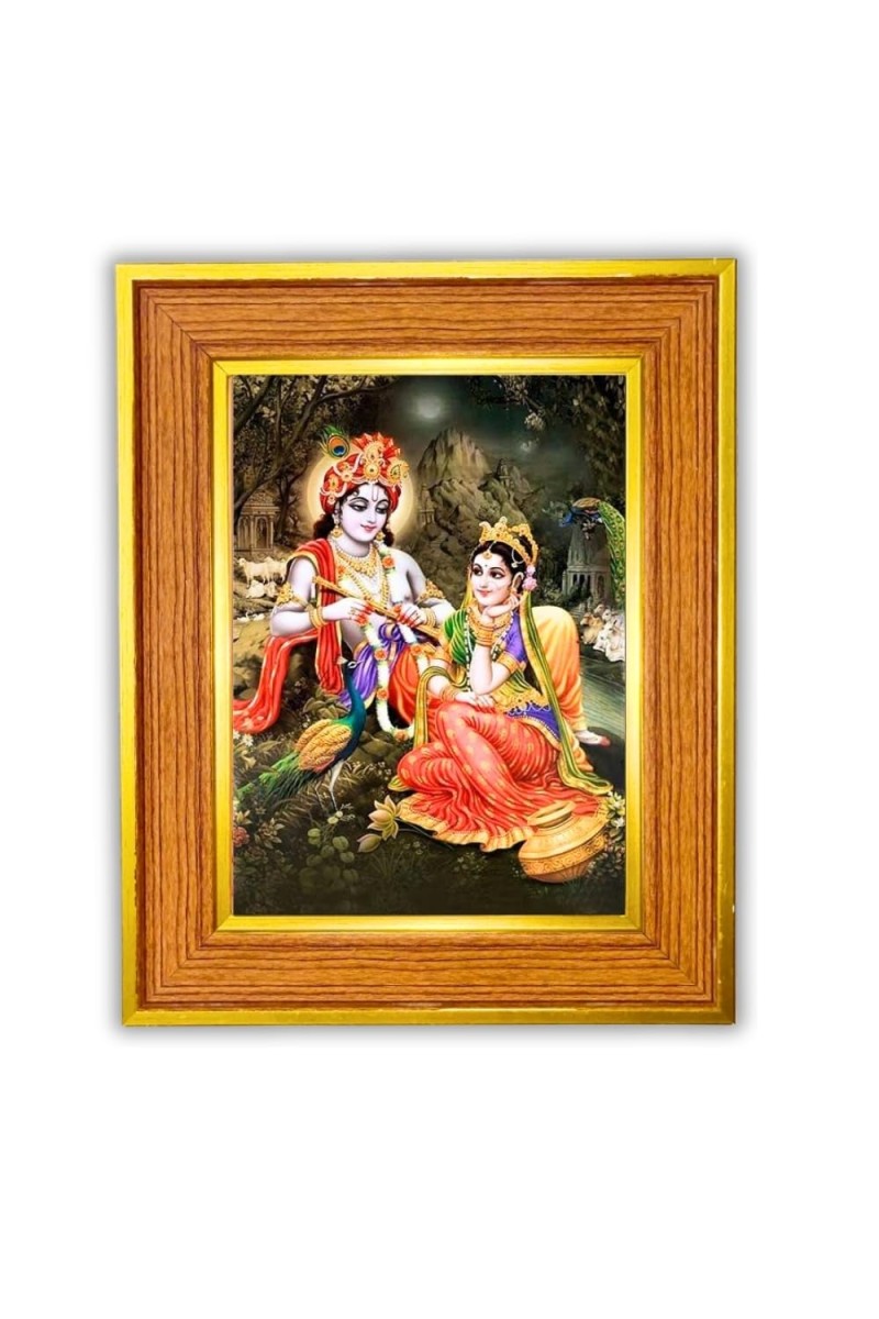 Lord Shiva, Goddess Parvati Photo Frame 10x14 Inches-Brown Wooden Frame For Home, Office & Temple Decoration And Gifting (F6480)
