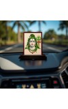 Car Desk/Table Top Lord Shiva Wooden Photo Stand 3x4 Inches, Compact & Stylish Spiritual Display For Car, Home & Office (Pack Of 1) (F14261)