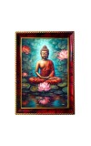 Serene Buddha Photo Frame For Wall & Table | 7x9 Inch Golden Cherry Finish | Decorative Serene Buddha Photo Frame For Home, Office & Pooja Room (F11585)