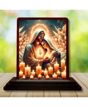 Car Desk/Table Top Lord Jesus Wooden Photo Stand 3x4 Inches, Compact & Stylish Spiritual Display For Car, Home & Office (Pack Of 1) (F14471)