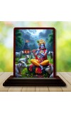 Car Desk/Table Top Lord Krishna Wooden Photo Stand 3x4 Inches, Compact & Stylish Spiritual Display For Car, Home & Office (Pack Of 1) (F14400)