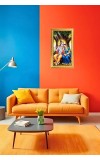 Divine Radha Krishna Digital Golden Color Photo Frame | Hindu Religious Wall Decor | 8x15 Inches - Inspirational Wall Art For Office, Home Decor - Ideal Spiritual Gift (F10301)