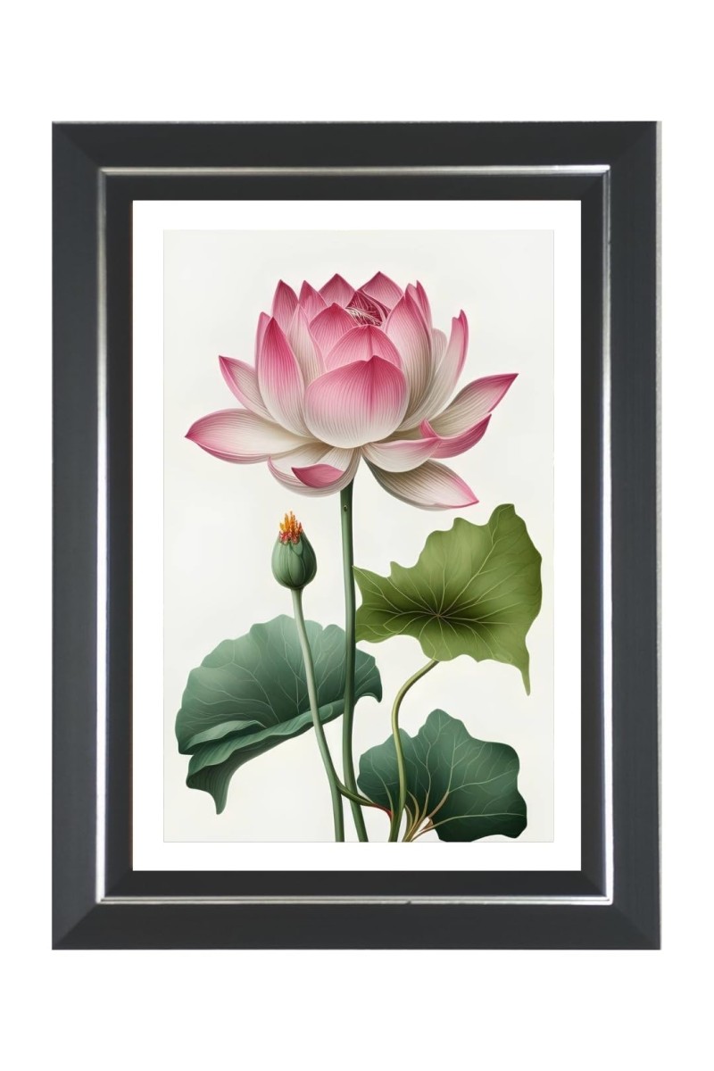 Lotus Flower Photo Wall & Table Frame | 10x14 Inch Black Designer | Perfect For Gifting & Home Decor (F9597)