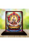 Car Desk/Table Top Lord Shiva Wooden Photo Stand 3x4 Inches, Compact & Stylish Spiritual Display For Car, Home & Office (Pack Of 1) (F14549)