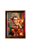 Lord Cute Vinayaka Photo Frame For Wall & Table | 7x9 Inch Golden Cherry Finish | Decorative Lord Cute Vinayaka Photo Frame For Home, Office & Pooja Room (F11447)
