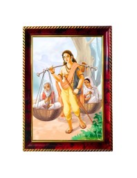 Shravana Kumara And His Parents Photo Frame For Wall & Table | 7x9 Inch Golden Cherry Finish | Decorative Shravana Kumara And His Parents Photo Frame For Home, Office & Pooja Room (F11598)
