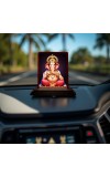 Lord Ganesha Wooden Photo Stand | Car Desk/Table Top- 3x4 Inches, Compact & Stylish Spiritual Display For Car, Home & Office (Pack Of 1) (F14537)