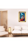 Baby Krishna & Yashoda Golden Photo Frame - 10x14 Inches | Elegant Wooden Frame For Home, Office & Temple Decoration | Spiritual Wall & Table Decor and Gift Item