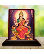 Car Desk/Table Top Maa Laxmi Wooden Photo Stand 3x4 Inches, Compact & Stylish Spiritual Display For Car, Home & Office (Pack Of 1) (F15175)