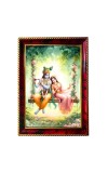 Radha Krishna Photo Frame For Wall & Table | 7x9 Inch Golden Cherry Finish | Decorative Radha Krishna Photo Frame For Home, Office & Pooja Room (F11412)