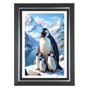 Penguins Photo Wall & Table Frame | 16x20 Inch Black Designer | Perfect For Gifting & Home Decor (F9638)