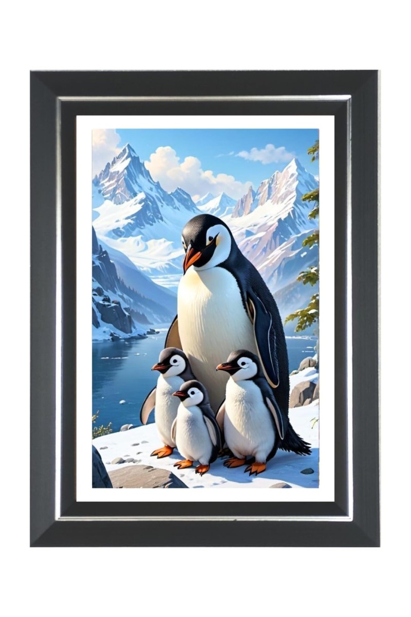 Penguins Photo Wall & Table Frame | 10x14 Inch Black Designer | Perfect For Gifting & Home Decor (F9638)
