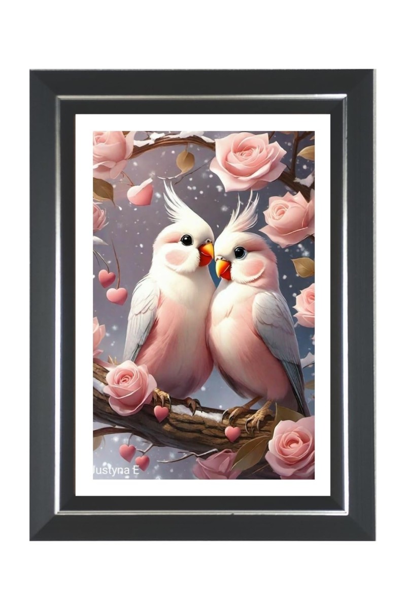Two Love Birds Photo Wall & Table Frame | 18x22 Inch Black Designer | Perfect For Gifting & Home Decor (F9567)