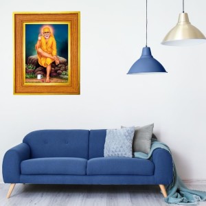 Shirdi Sai Baba Photo Frame 10x14 Inches-Brown Wooden Frame For Home, Office & Temple Decoration And Gifting (F6465)
