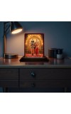 Car Desk/Table Top Lord Venkateswara With Goddess Lakshmi. Wooden Photo Stand 3x4 Inches, Compact & Stylish Spiritual Display For Car, Home & Office (Pack Of 1) (F14359)