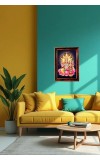 Lakshmi Narasimha Photo Frame For Wall & Table | 7x9 Inch Golden Cherry Finish | Decorative Lakshmi Narasimha Photo Frame For Home, Office & Pooja Room (F11881)