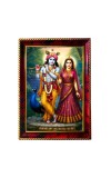 Radha Krishna Photo Frame For Wall & Table | 7x9 Inch Golden Cherry Finish | Decorative Radha Krishna Photo Frame For Home, Office & Pooja Room (F11517)