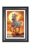 White Horse Photo Wall & Table Frame | 10x14 Inch Black Designer | Perfect For Gifting & Home Decor (F9622)
