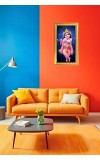 Divine Krishna Digital Golden Color Photo Frame | Hindu Religious Wall Decor | 12x19 Inches - Inspirational Wall Art For Office, Home Decor - Ideal Spiritual Gift (F10338)