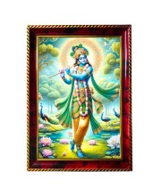 God Sri Krishna Photo Frame For Wall & Table | 7x9 Inch Golden Cherry Finish | Decorative God Sri Krishna Photo Frame For Home, Office & Pooja Room (F11457)